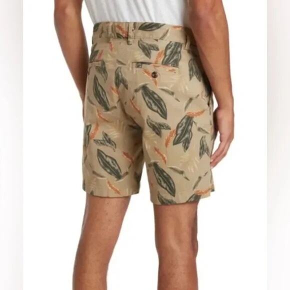 NWT Slate and Stone Khaki Leaf 7" Cotton Ross‎ Short Men's Size 34 - Picture 1 of 12